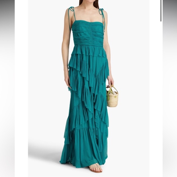 Ulla Johnson Teal Layered Maxi Dress - Picture 3 of 6